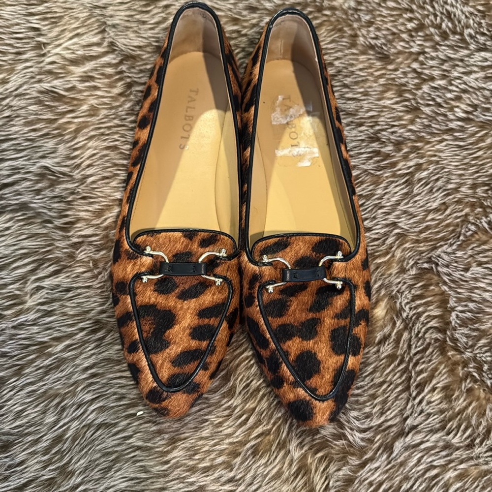 NEW Talbots Francesca Driving Moccasins Leopard Print Calf Hair. Women size 7M